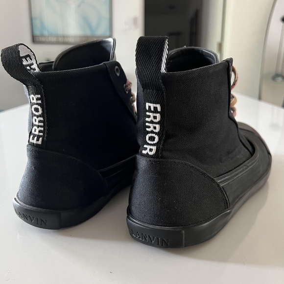 Lanvin mid-top "Error" reflective avant garde black and gray high top sneakers - Picture 3 of 5